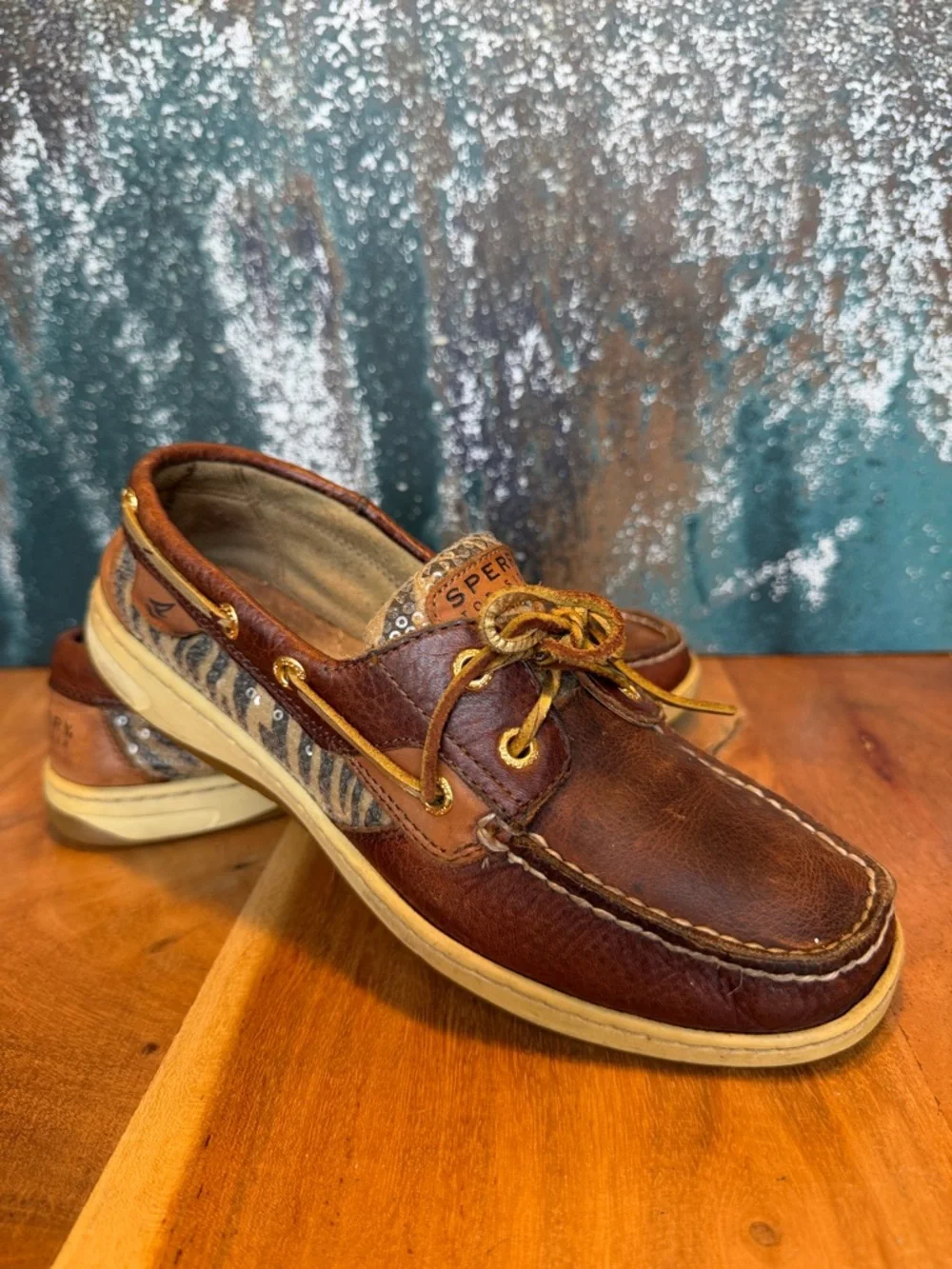 Sperry Top-Sider 2010’s Statement Brown Leather Boat Shoes‎ Zebra (Fair)